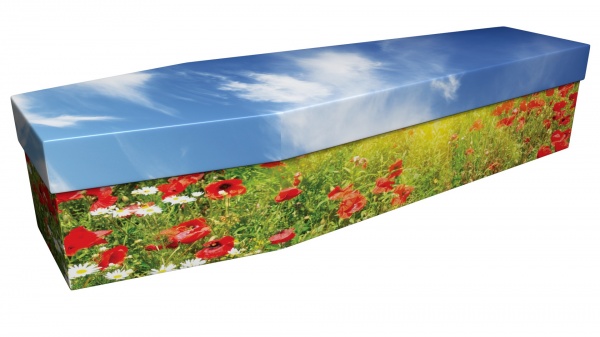 Cardboard Coffin with Poppy Picture